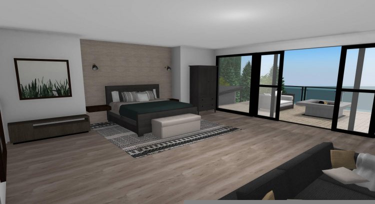 An immersive real-time walkthrough of a bedroom